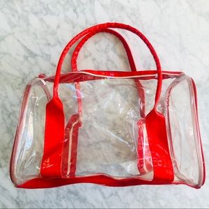 VINTAGE Red Vinyl Clear bag